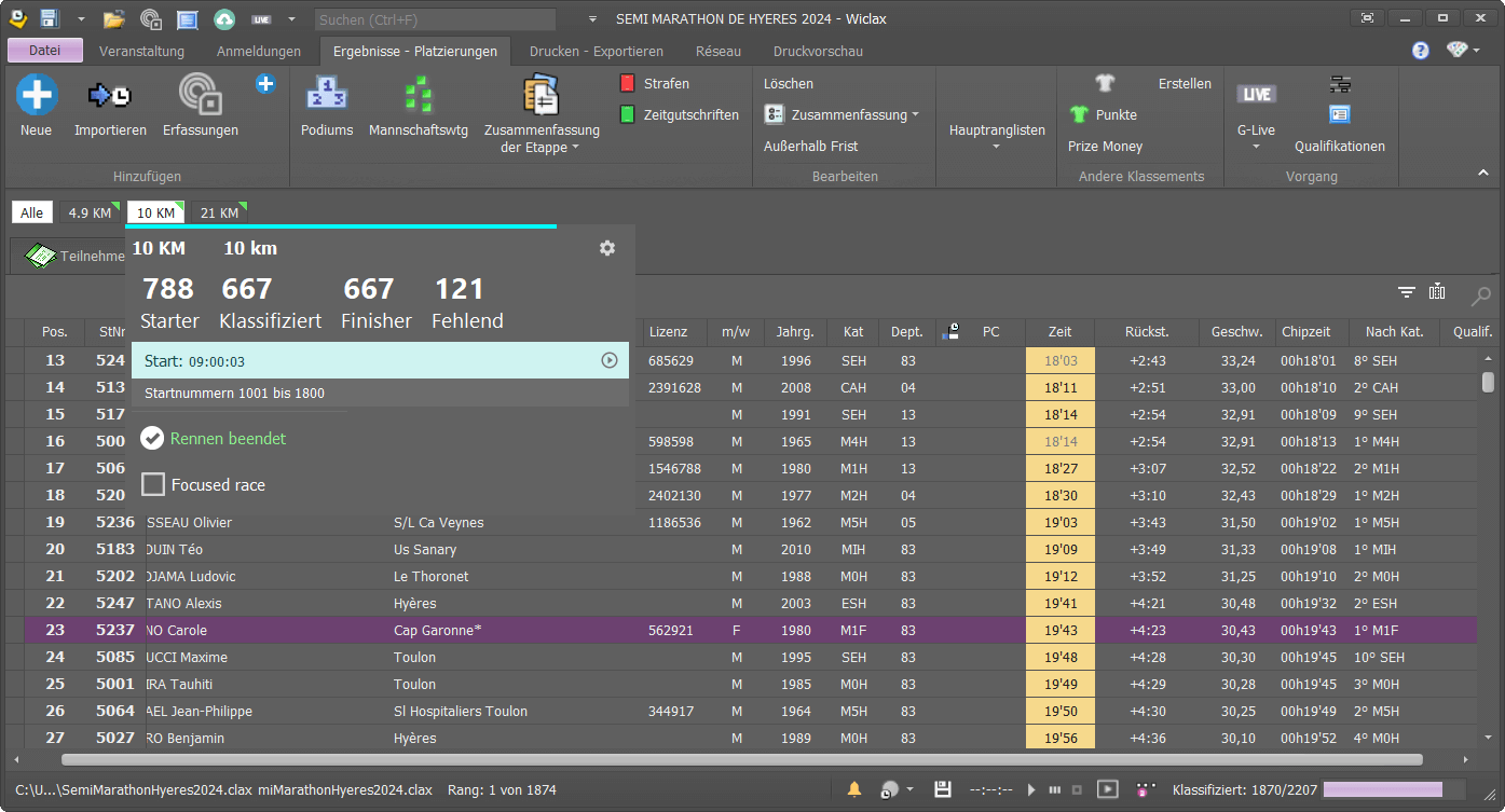 Wiclax - race scoring software - race timing software