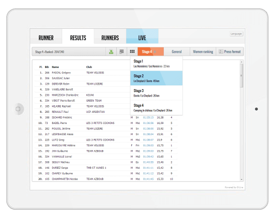 logiciel de chronometrage sur tablette