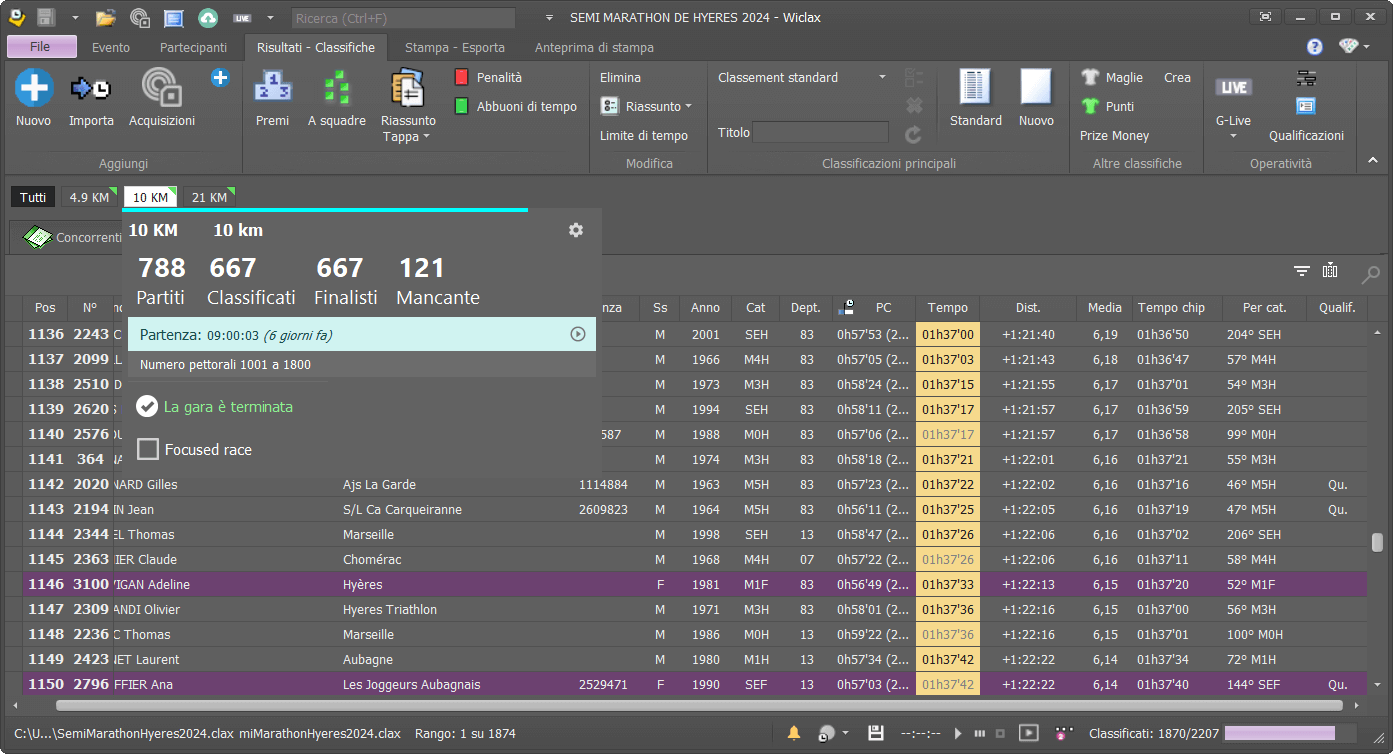 Wiclax - race scoring software - race timing software